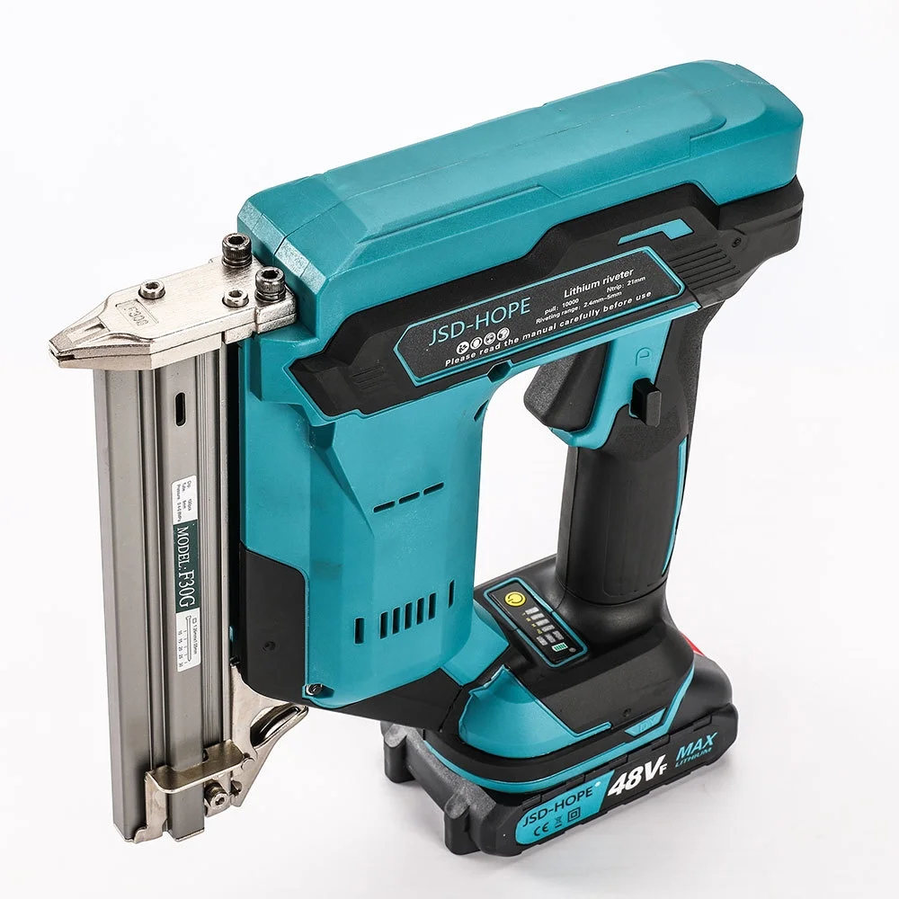 Brushless Cordless Nail Gun -C Straight Nail Gun, Staple Nail Gun, Nail Shooter, Pneumatic Nail Gun; Equipped with Lithium Battery and Quick Charger, Suitable for Decorative Carpentry, Cabinets,