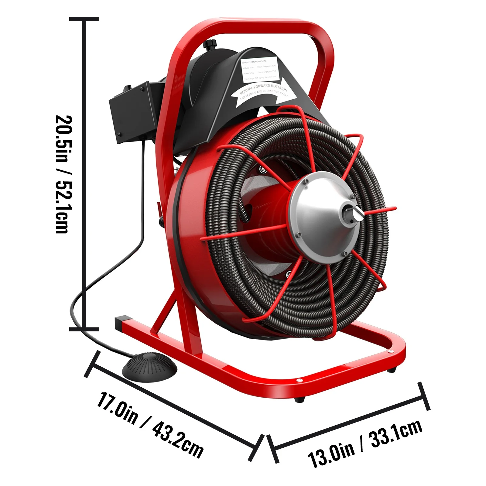 BENTISM Drain Cleaner 50'-100' Drain Cleaning Machine Snake Sewer Clean w/ Cutters[50ft x 3/8in Light(open type)]