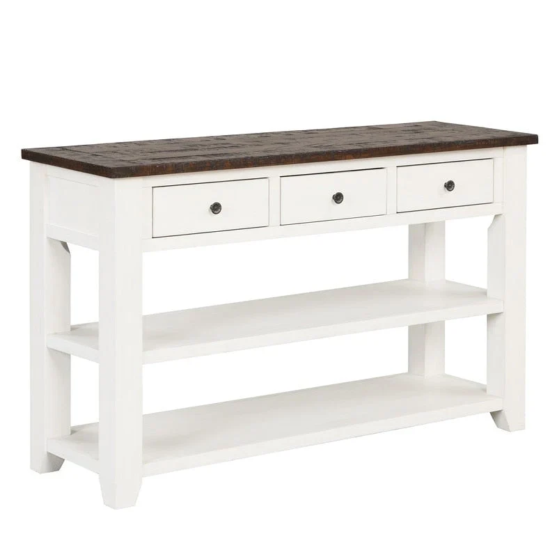 Wood Console Table with 3 Storage Drawers and 2 Shelves