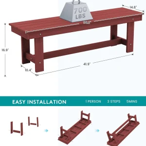 SERWALL 7-Piece Patio Table Set, Outdoor HDPE Dining Furniture with Umbrella Hole, All Weather Table and Chairs for Lawn, Garden, Poolside, Aruba