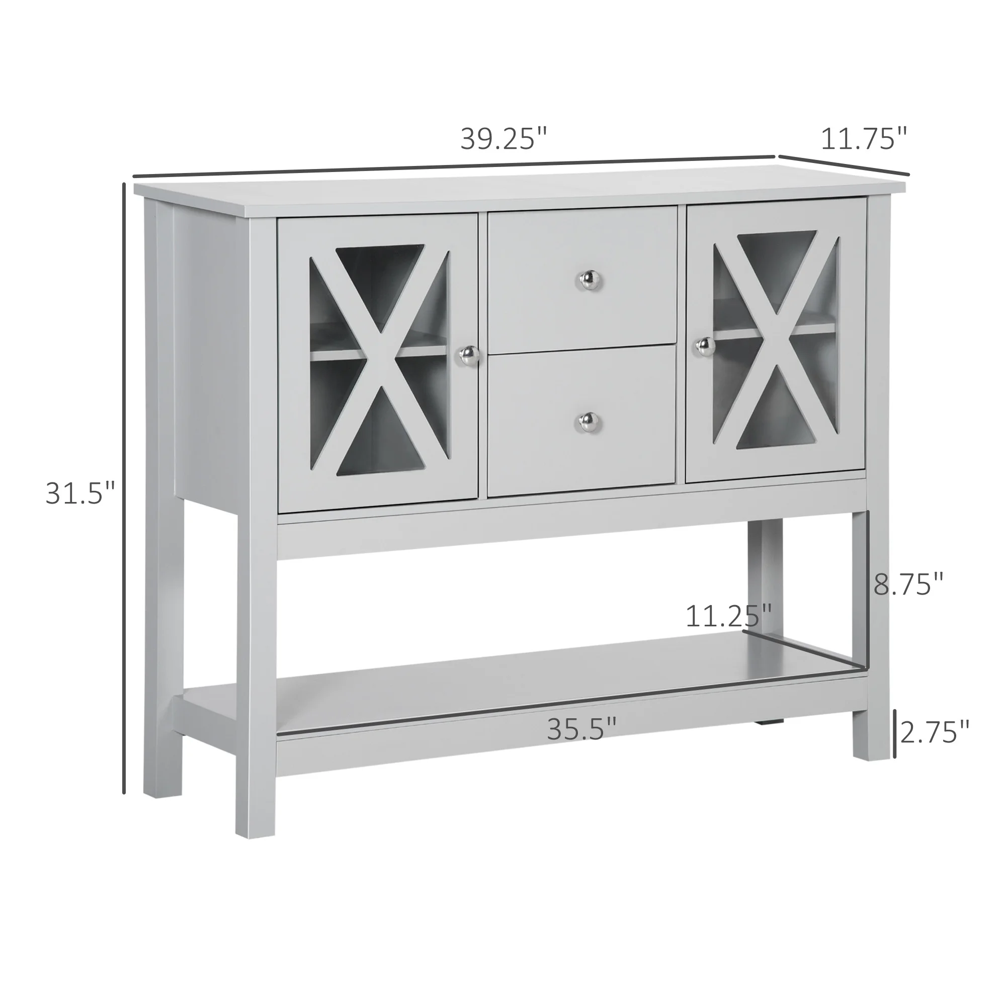 HOMCOM Coffee Bar Cabinet, Sideboard Buffet Cabinet, Kitchen Cabinet with Storage Drawers and Glass Door for Living Room, Entryway, White