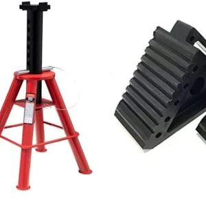 10-Ton Medium Height Pin Type Jack Stands, Pair, Red
