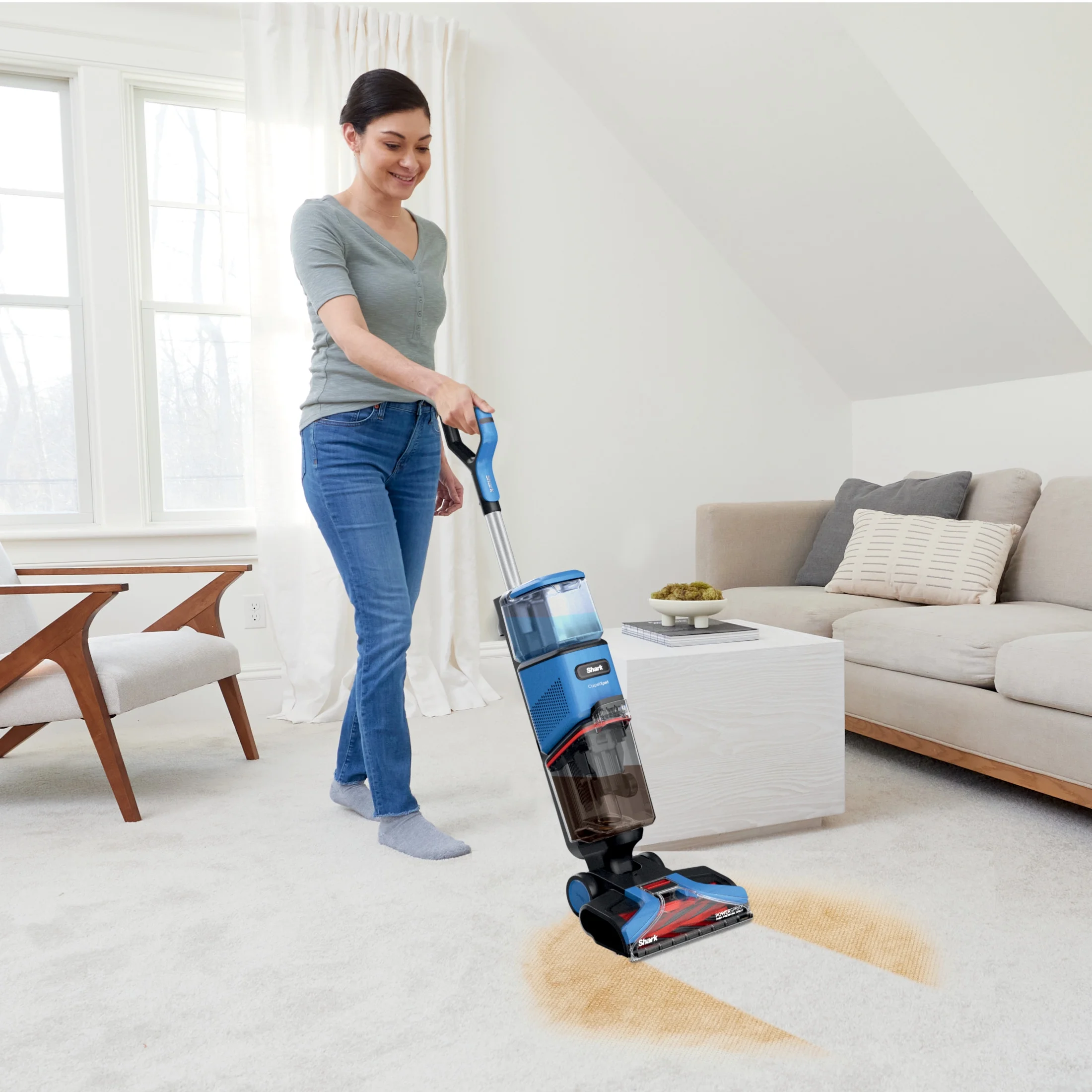 Shark? CarpetXpert? Upright Carpet & Area Rug Cleaner, Perfect for Pets, Lightweight & Powerful, Dirt, Grime, & Odor Removal, Carpet Shampooer, Cleaning Solution, Blue, EX121BRN