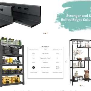 72"H|36"W Garage Shelving Heavy Duty, Metal Garage Shelves, Adjustable 5 Tiers Storage Shelves, Garage Industrial Shelving Utility Racks for Kitchen, Industrial, Warehouse, Basement, Garage, Gym