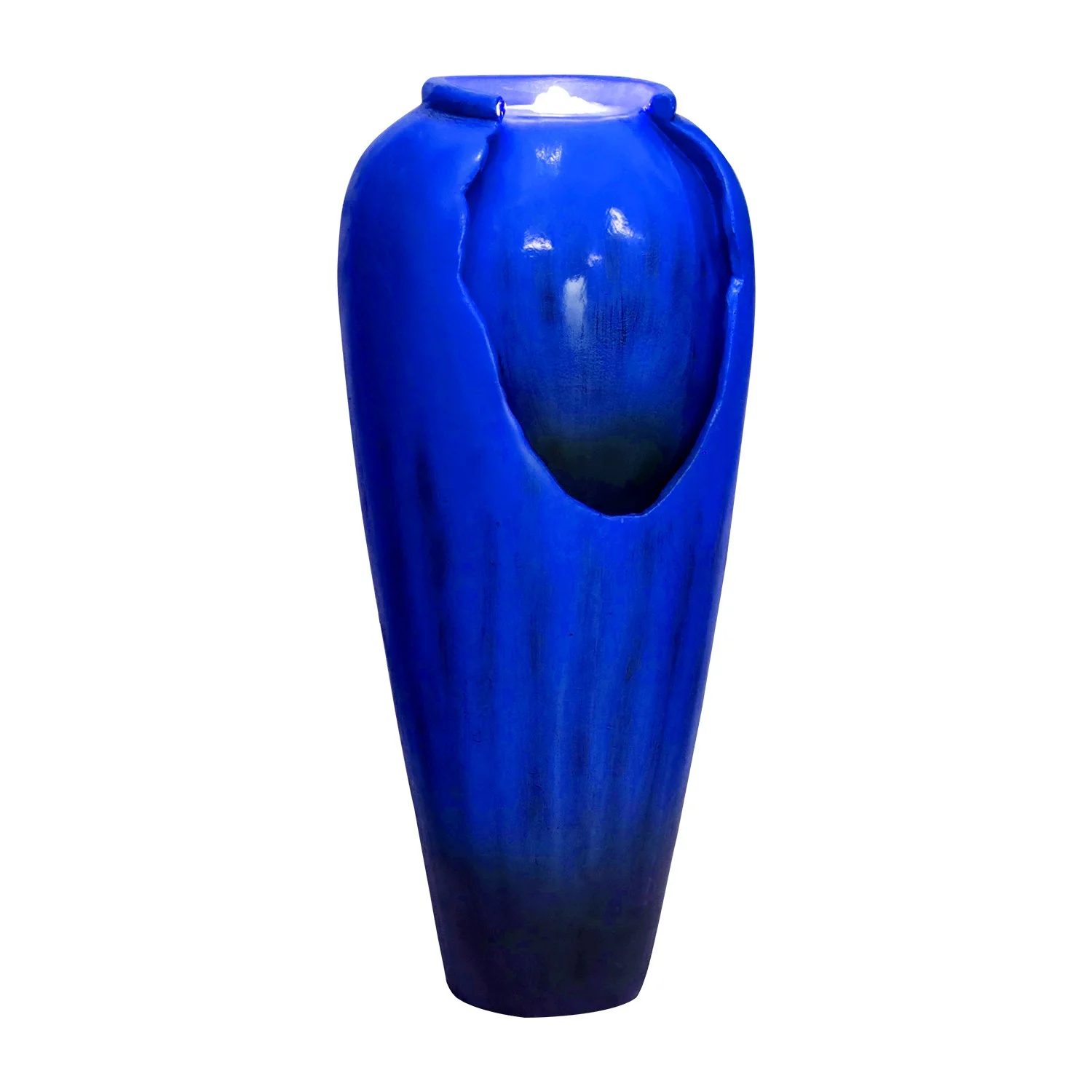 30.7in High Floor Contemporary Vase Water Fountain with LED Lights for Home and Garden Decor