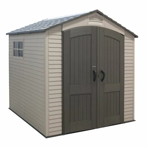 Lifetime 7×7 ft UV-Protected Plastic Storage Shed with Skylight & Double Doors