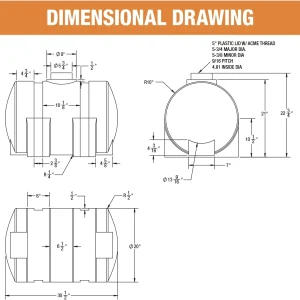 Horizontal Polyethylene Reservoir Water Tank with Legs, 550 Gallon, Made in the USA, Poly Tank for Water and Non-Flammable Liquids, Rust and Corrosion Proof