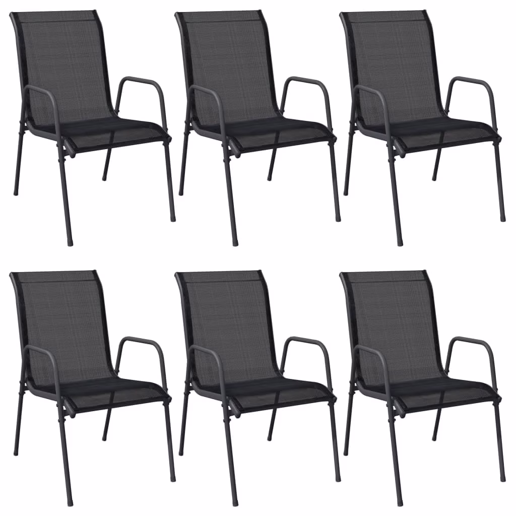 vidaXL Steel Outdoor Waterproof Patio Chairs, Black (Set of 2)