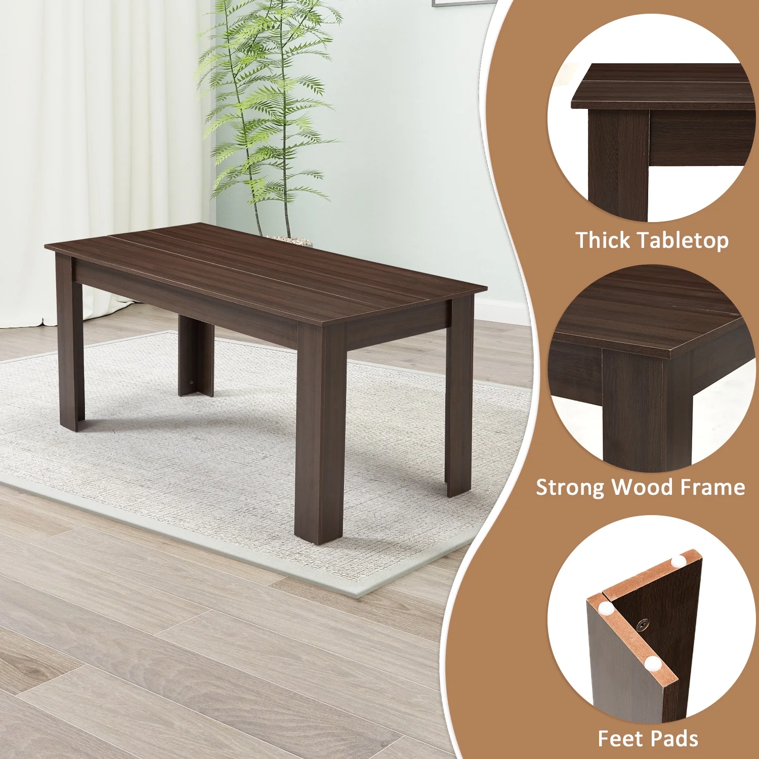 AVAWING 44" Dining Room Bench Set of 2, Wood & Linen Fabric Kitchen Benches, Beige & Natural