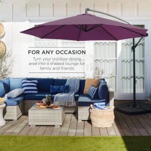 Best Choice Products 10ft Offset Hanging Outdoor Market Patio Umbrella w/ Easy Tilt Adjustment - Tan