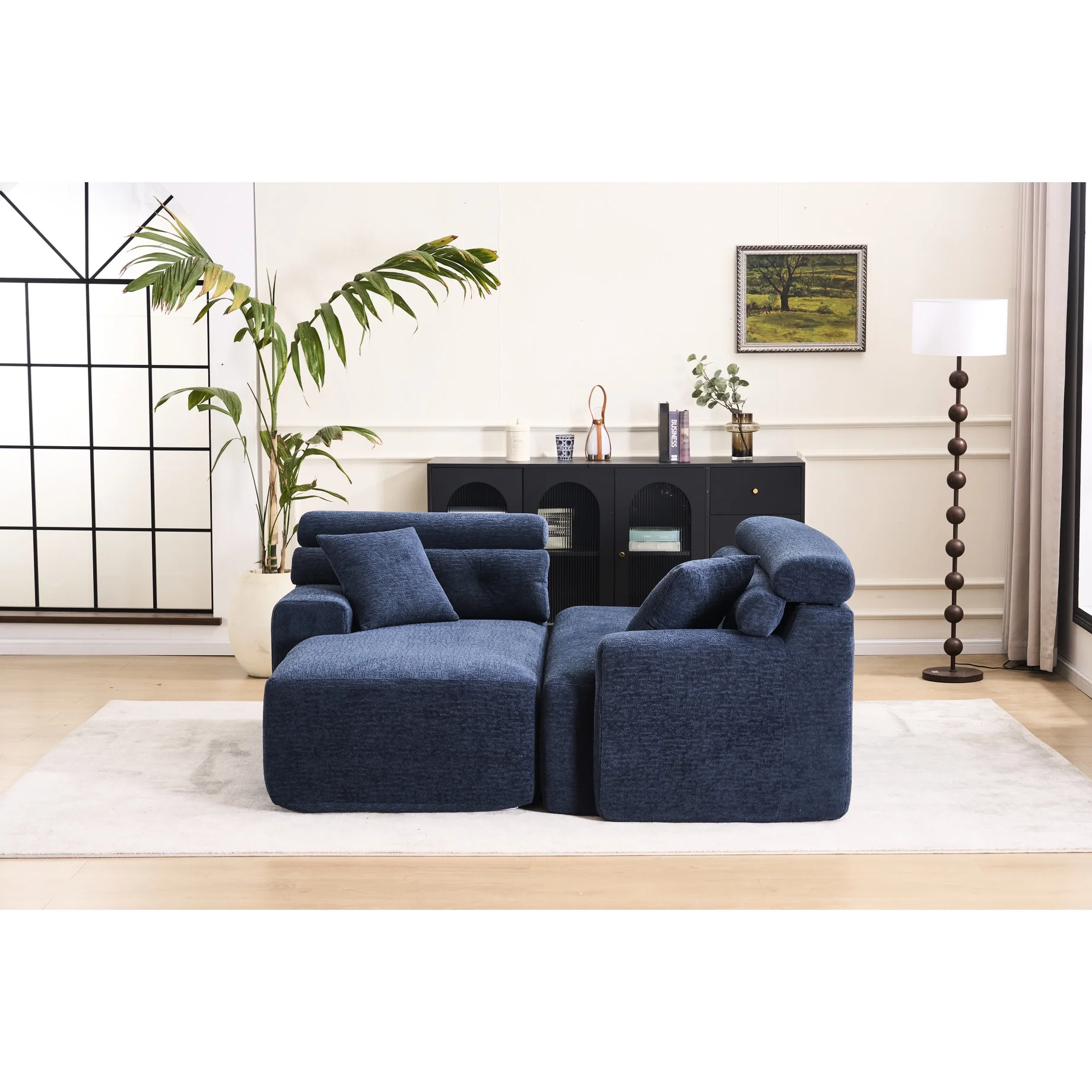 4 Compression , Antique Blue - Home Decor With Wider , Deep Seat & Elevated For Chic Living Couch Room Furniture Deeper Back Relax