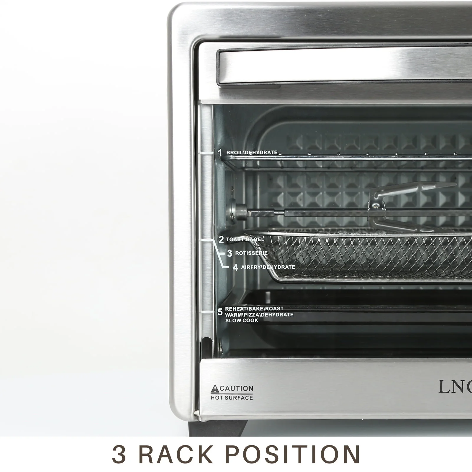 LNC Air Fryer Toaster Oven 12-in-1 Countertop Oven with Speedy Convection, Large 34 QT Capacity, 1750W, Stainless Steel - Black