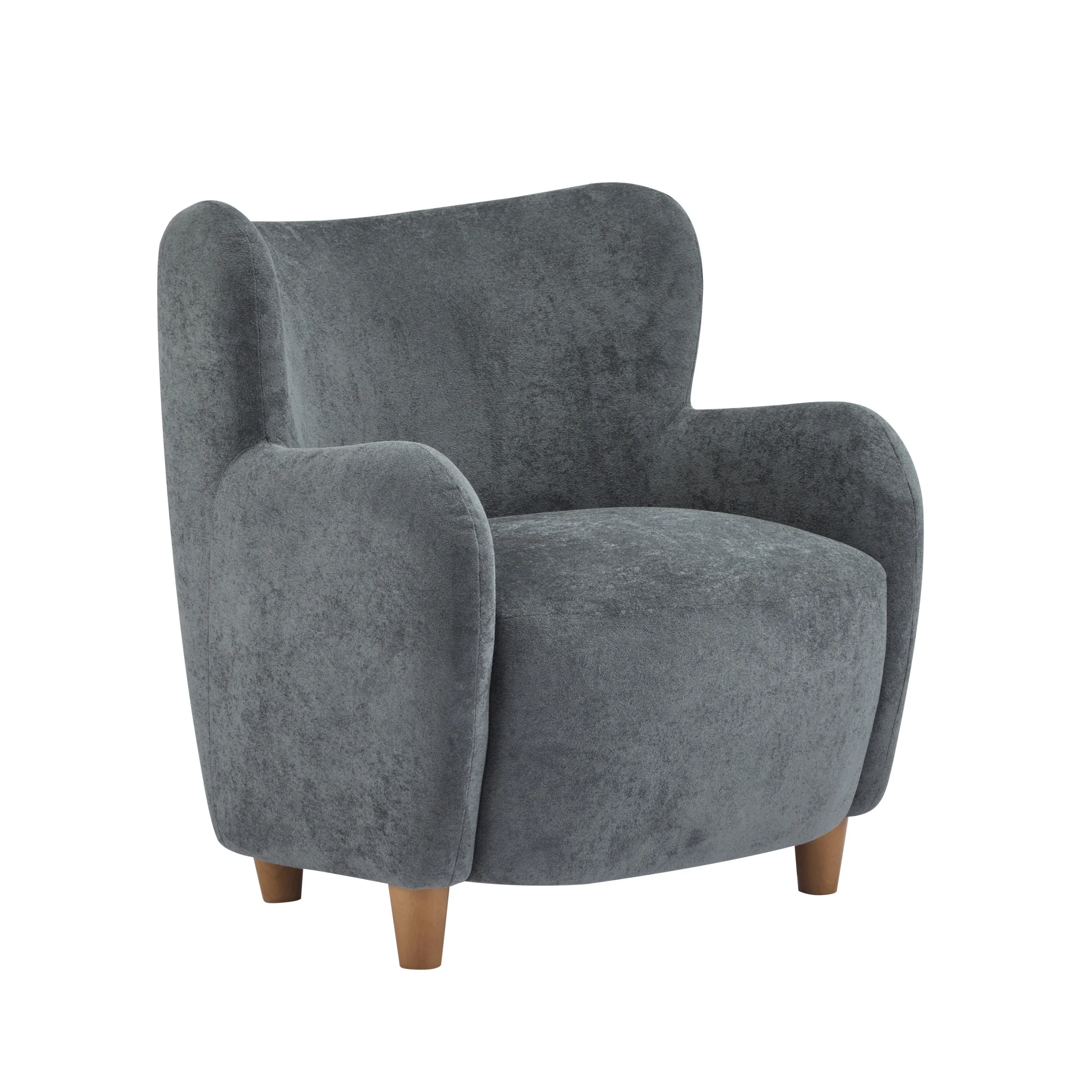 Christopher Knight Home Mid-Century Modern Velvet Wingback Accent Chair with Birch Legs, White