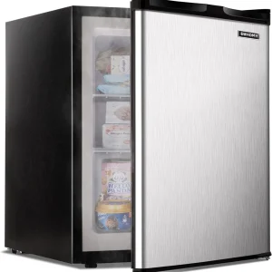 Upright freezer, 3.0 Cubic Feet, Single Door Compact Mini Freezer with Reversible Stainless Steel Door, Small freezer for Home/Dorms/Apartment/Office (Silver)