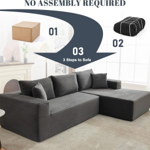 110 Cloud Sectional Couch, Boneless Sofa for Living Room Modular Sectional Sofa with Deep Seat