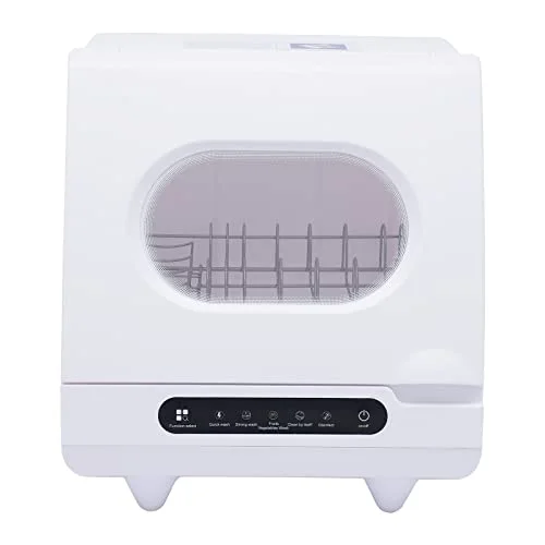 White Desktop Dishwasher, 1200W Compact Automatic Dishwasher, 5 Washing Programs Display 360- Spray Arm, 72 - C Hot Water Rotary Cleaning, Suitable for Apartment/Office/Kitchen/RV
