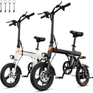 Jasion EB3 Electric Bike Adults 21mph, 500W Peak Motor, 270Wh Battery, Rear Suspension, 3 Levels Assist, 14′′ Folding Ebike for Adults and Teens, Complies to UL2849