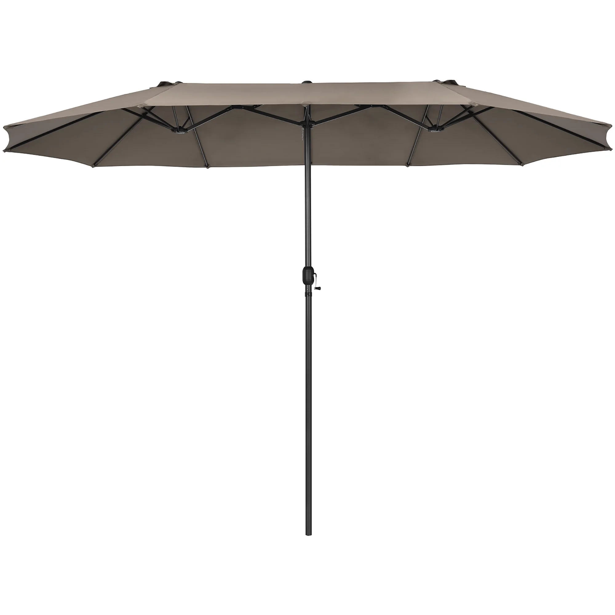 Costway 15ft Beige Patio Double-Sided Umbrella, Crank Lift