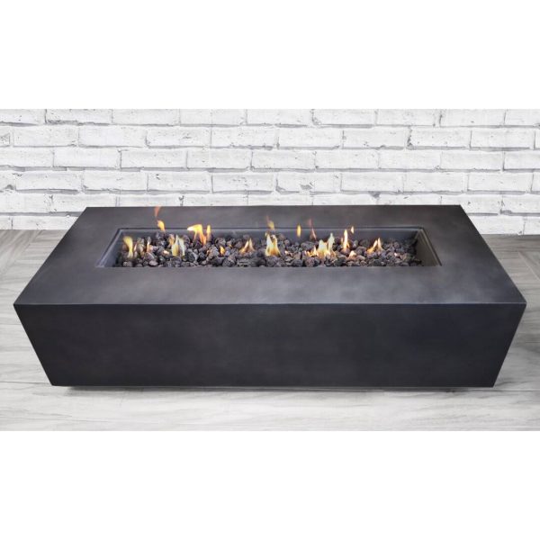 Rashid Concrete Propane Outdoor Fire Pit Table AllModern Size: 15" H x 56" W x 24" D, Finish: Charcoal