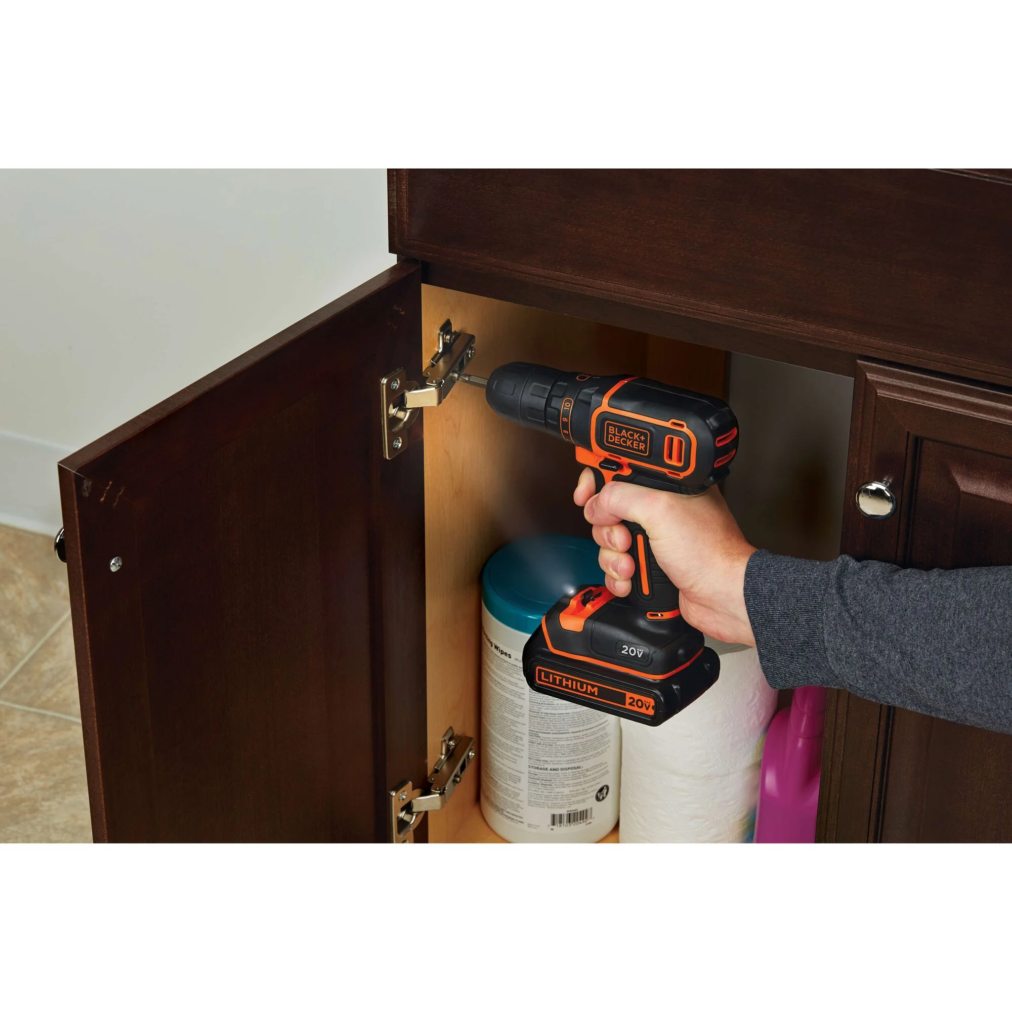 BLACK+DECKER 20V Cordless 3/8 in Drill Driver, 1.5Ah, Battery and Charger Included