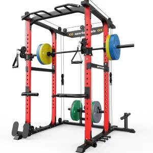 Sportsroyals Power Cage,1600lbs Multi-Function Power Rack with Adjustable Cable Crossover System and More Training Attachment, Weight Cage for Home Gym