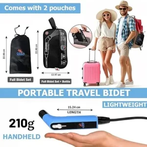 Orca Portable Travel Bidet Bottle Handheld Personal Sprayer, Electric Travel Bidet Camping Bathroom Personal Hygiene Cleaning Baby Care Toilet Sprayer Cleaning