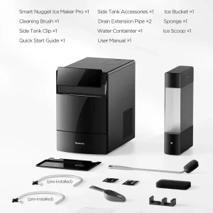 GoveeLife Smart Nugget Ice Maker Pro, 60lbs Daily, 6-Minute First Ice, 40dB Ultra-Quiet with AI NoiseGuard, App & Voice Control, Self-Clean, 3.5lbs Basket & Dual Water Tanks, for Home Kitchen, Party