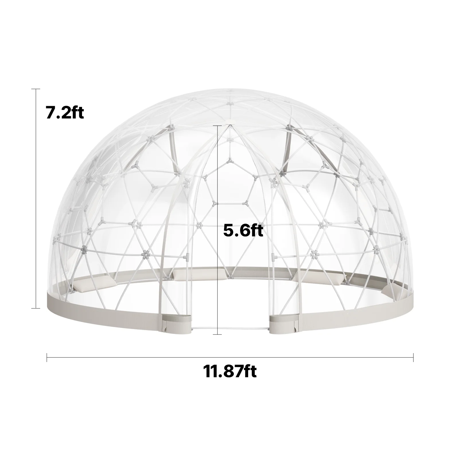 VEVOR Garden Dome Tent, 12 x 7.2 ft Outdoor Clear Bubble Tent for 4-7 Person, Weatherproof Geodesic Dome Greenhouse with Window, PVC Igloo Tents for Backyard Patios Camping Party Wedding
