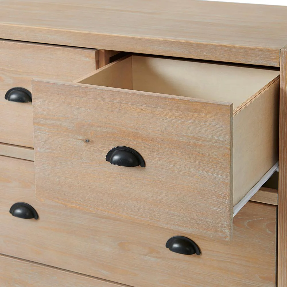 Alaterre Furniture Arden 5-Drawer Wood Chest Dressers for Adult, Solid Acacia Hardwood Storage Unit with Full-Extension Metal Glides
