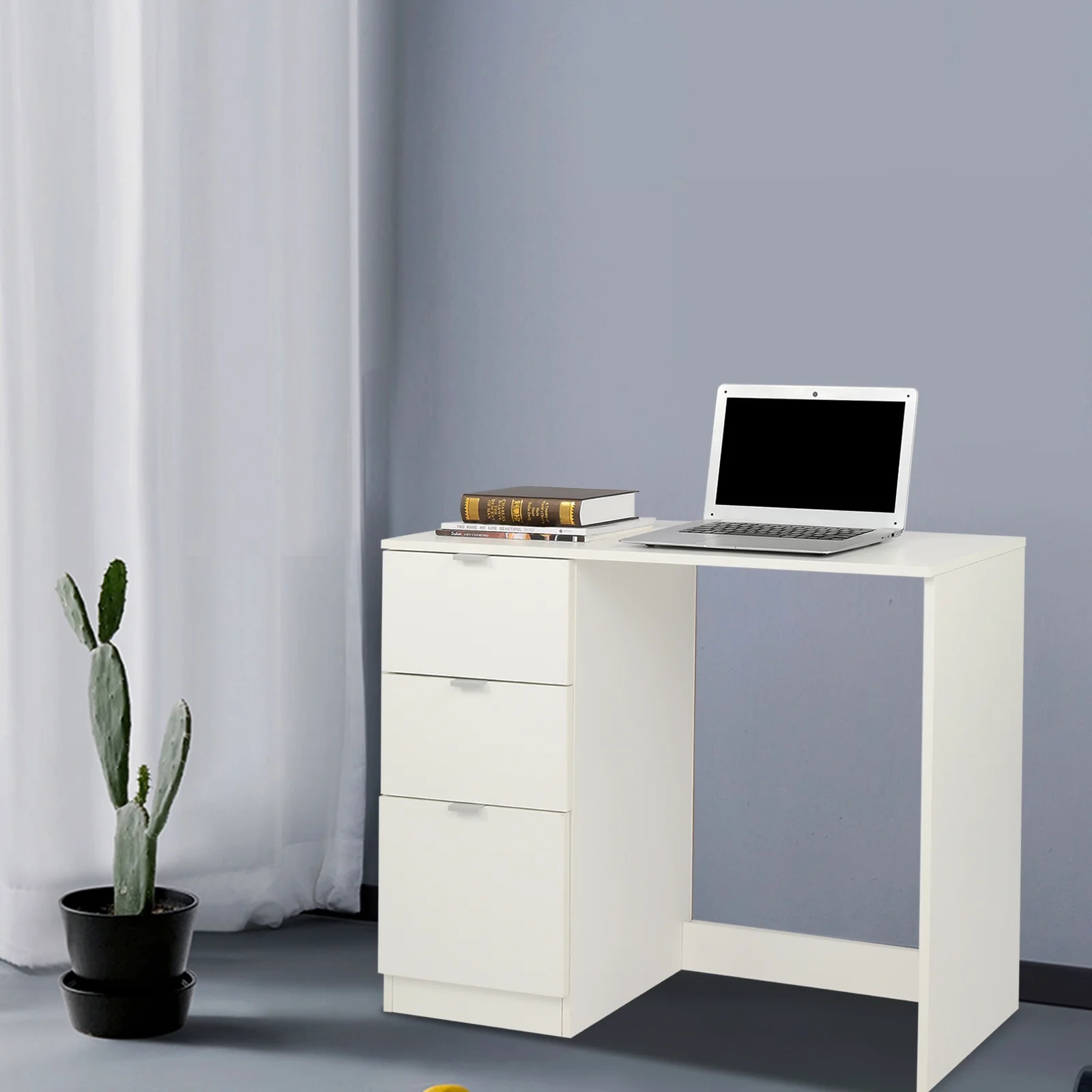 Ktaxon Vanity Set with 3 Color Lighted Mirror, Makeup Table with 6 Drawers, Dressing Table Makeup Desk with Stool, White