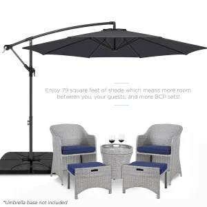 Best Choice Products 10ft Offset Hanging Outdoor Market Patio Umbrella w/ Easy Tilt Adjustment - Tan