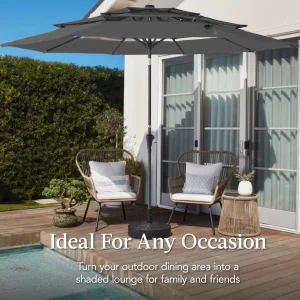 Best Choice Products 10ft 3-Tier Patio Umbrella, Market Sun Shade w/ Tilt Adjustment, Easy Crank - Red