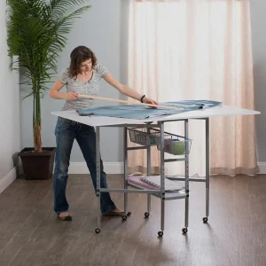 Sew Ready Hobby Cutting Table, 58.75"x36.5", White/Silver