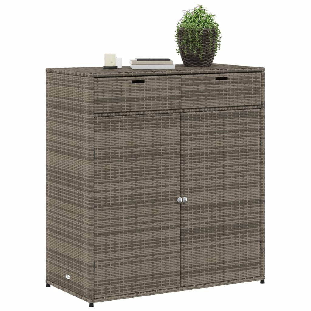 vidaXL Patio Storage Cabinet, PE Rattan Beige, 21.70 x 21.70 x 43.70 in