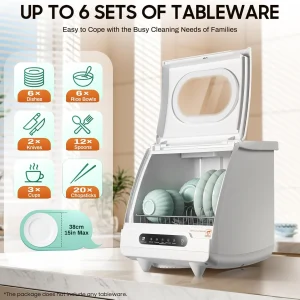 110v Portable Countertop Dishwasher,Home Apartment Tabletop Compact Dishwasher With Inlet & Drainage Pipe,Mini Countertop Dishwasher,Clear Window,For Cleaning Utensils At Home After Dining.