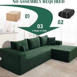 110 Cloud Sectional Couch, Boneless Sofa for Living Room Modular Sectional Sofa with Deep Seat