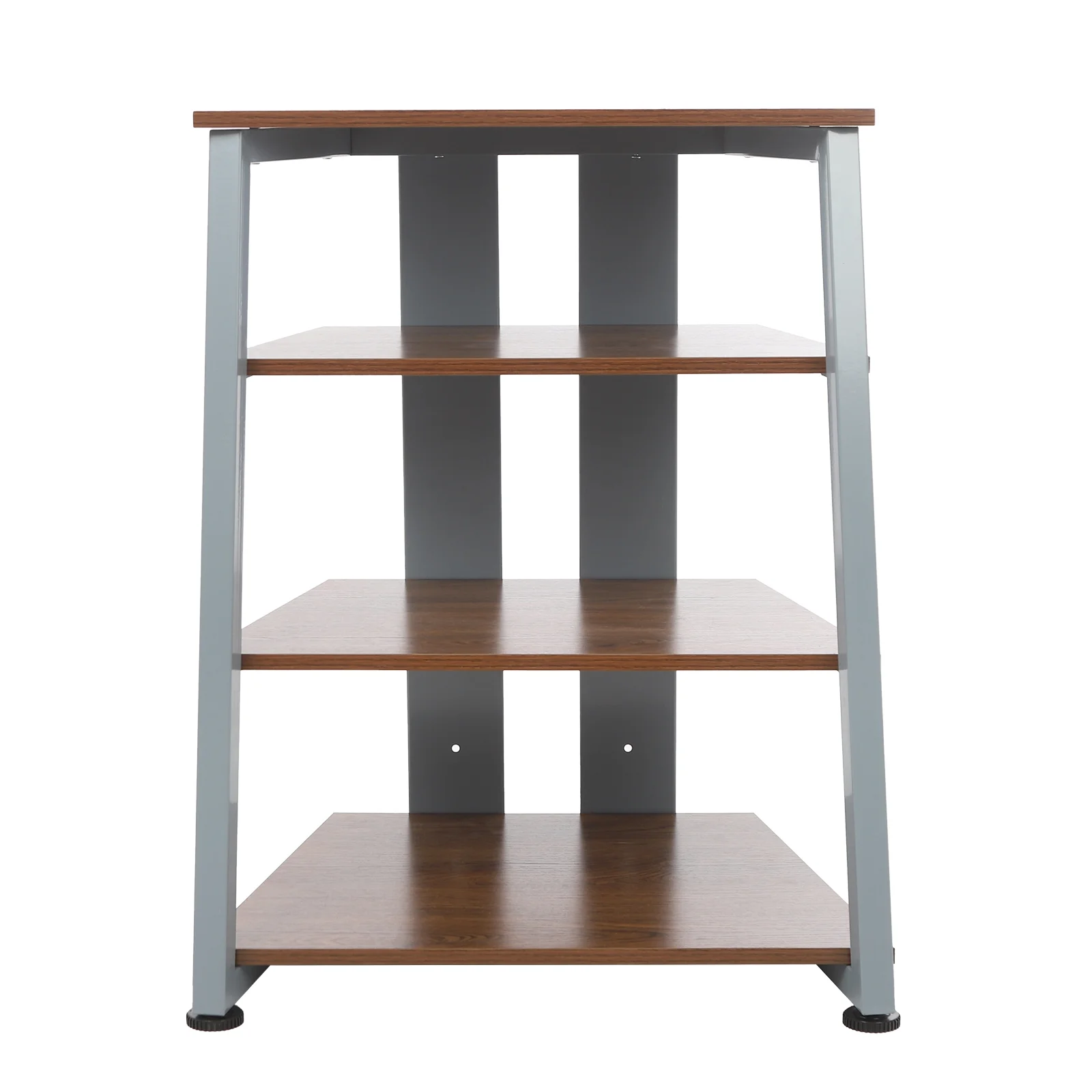 4-Tier AV Media Stand, Multi-Functional Storage Shelf for Organizing and Storing TV Accessories, CD Changers, Receivers, DVD Players, Game Consoles, and Other Media Equipment, Brown and Grey