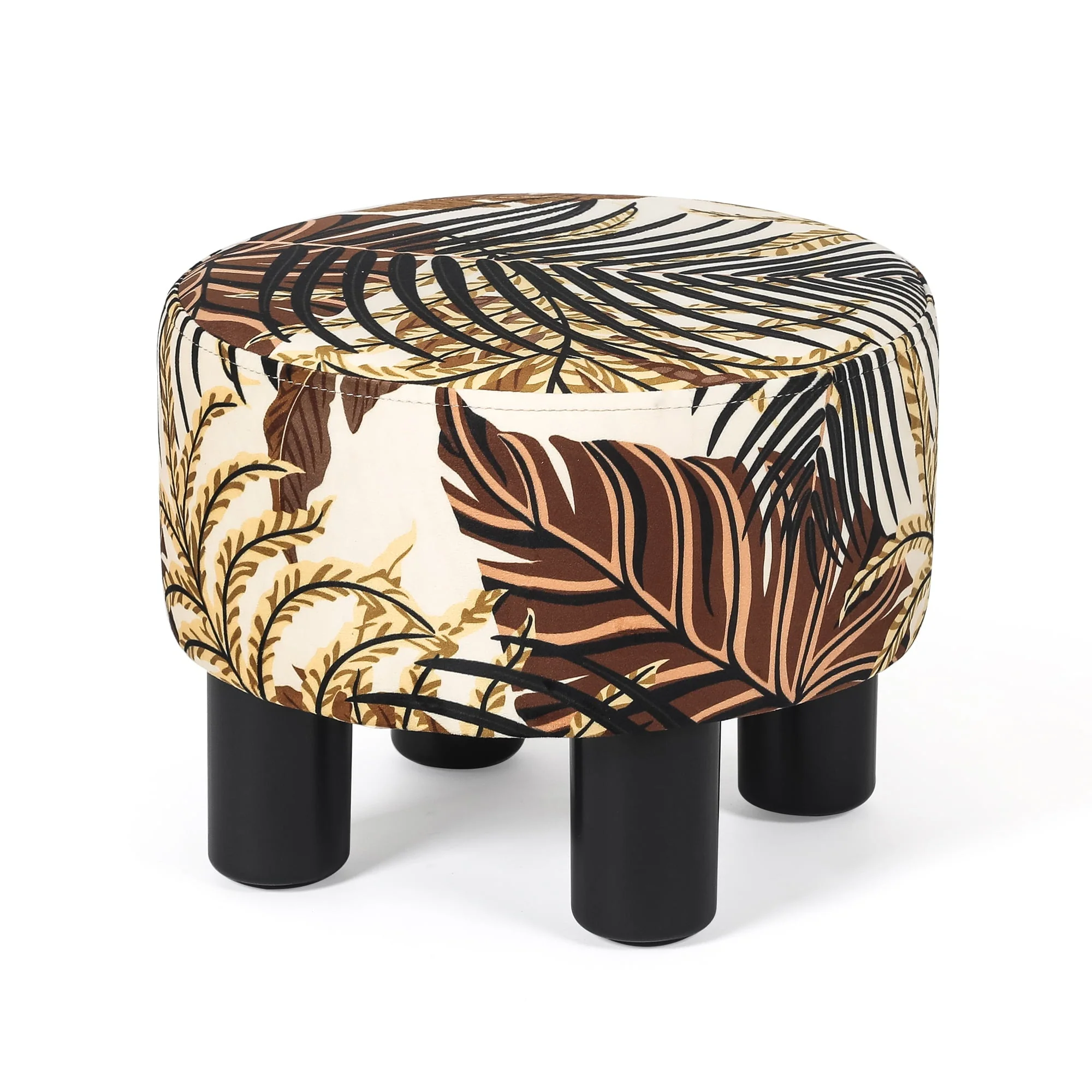 Homebeez Round Footstool Small Upholstered Ottoman Sofa Footrest Stool Padded Seat for Living Room Bedroom Entrance Home Decor