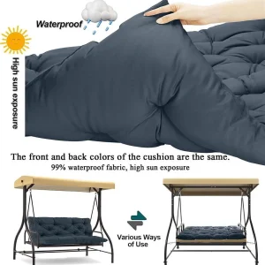 Replacement Cushions for Swing, Waterproof Porch Swing Cushion, 2-3 Seat Outdoor Bench Cushion with Backrest for Patio Furniture Garden Porch Loveseat Glider Pad (Sky Blue 70*40in)