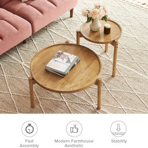 Mopio Ensley Mid Century Modern Rectangle Coffee Table with Dual Storage Shelf, Wood Slat Sliding Door, & Rounded Edge Protection for Living Room, Walnut Grain