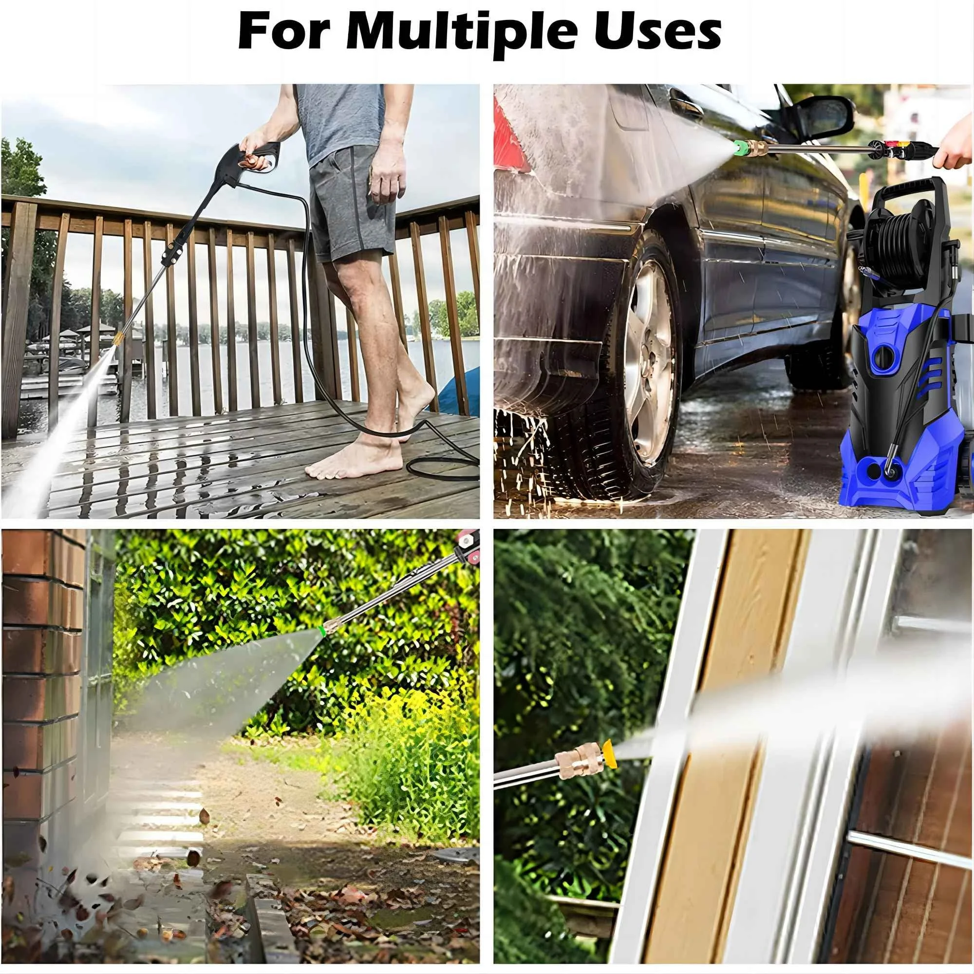Electric Pressure Washer, 3800PSI 2.6 GPM Power Washer Machine with Hose Reel,4 Quick Connect Nozzles, Foam Cannon, for Cars, Patios, and Floor Cleaning,Orange