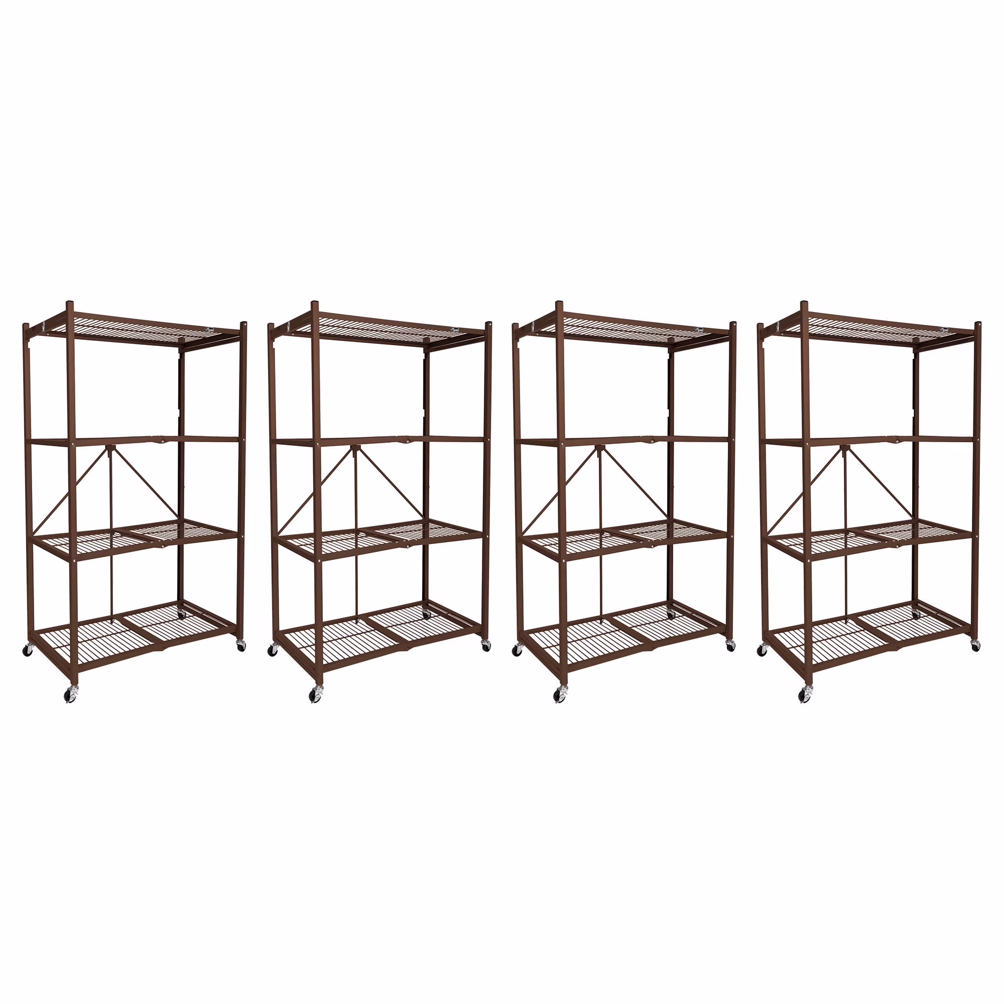 Origami 4 Tier Multipurpose Folding Storage Rack with Wheels, 3 Pack, Gray