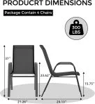 Ataucjin Stackable Dining Chairs Set of 4, High-Back Patio Dining Chairs Set, Outdoor Chairs with Textilene Fabric & Metal Frame for Lawn Backyard Deck Garden