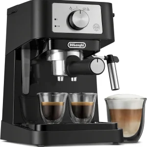 De'Longhi UPGRADED All-in-One Combination Coffee Maker & Espresso Machine + Advanced Adjustable Milk Frother for Cappuccino & Latte + Glass Coffee Pot 10-Cup, COM532M black