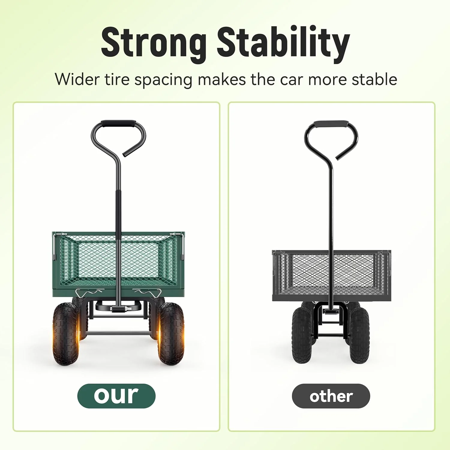 Steel Garden Cart 2-in-1 1400 lbs Heavy Duty Utility Wagon with Removable Mesh Sides to Convert into Flatbed 240?? U-Turn 13" Pneumatic Tires Garden Wagon for Farm Yard Lawn Garden Camping