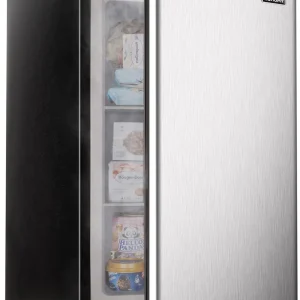 Upright freezer, 3.0 Cubic Feet, Single Door Compact Mini Freezer with Reversible Stainless Steel Door, Small freezer for Home/Dorms/Apartment/Office (Silver)