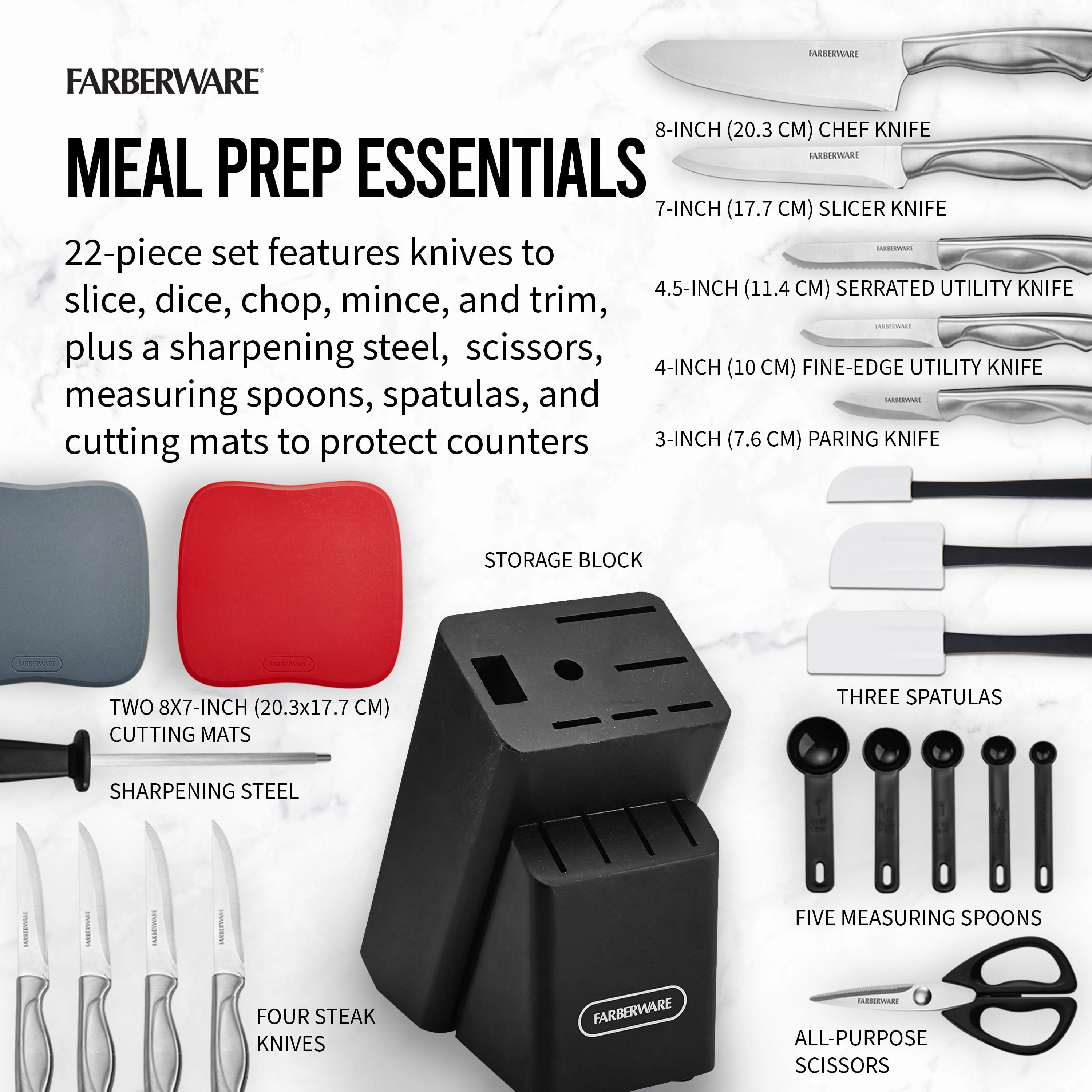 Farberware Classic 22-piece Stamped Stainless Steel Cutlery and Utensil Set