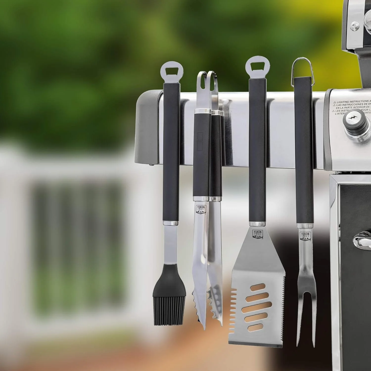 Yukon Glory 4-Pc Stainless Steel Magnetic Grill Utensils Set Essential Grilling Tools