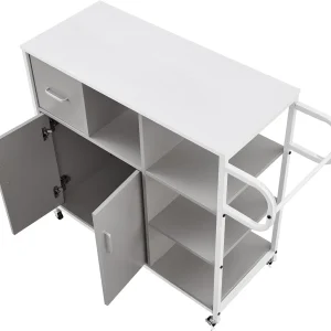 Kitchen Storage Cabinet,Storage Racks, Kitchen Island on 4 Wheels,Mobile Kitchen Table Suitable for displaying Small appliances, for Dining Room Kitchen,Gray