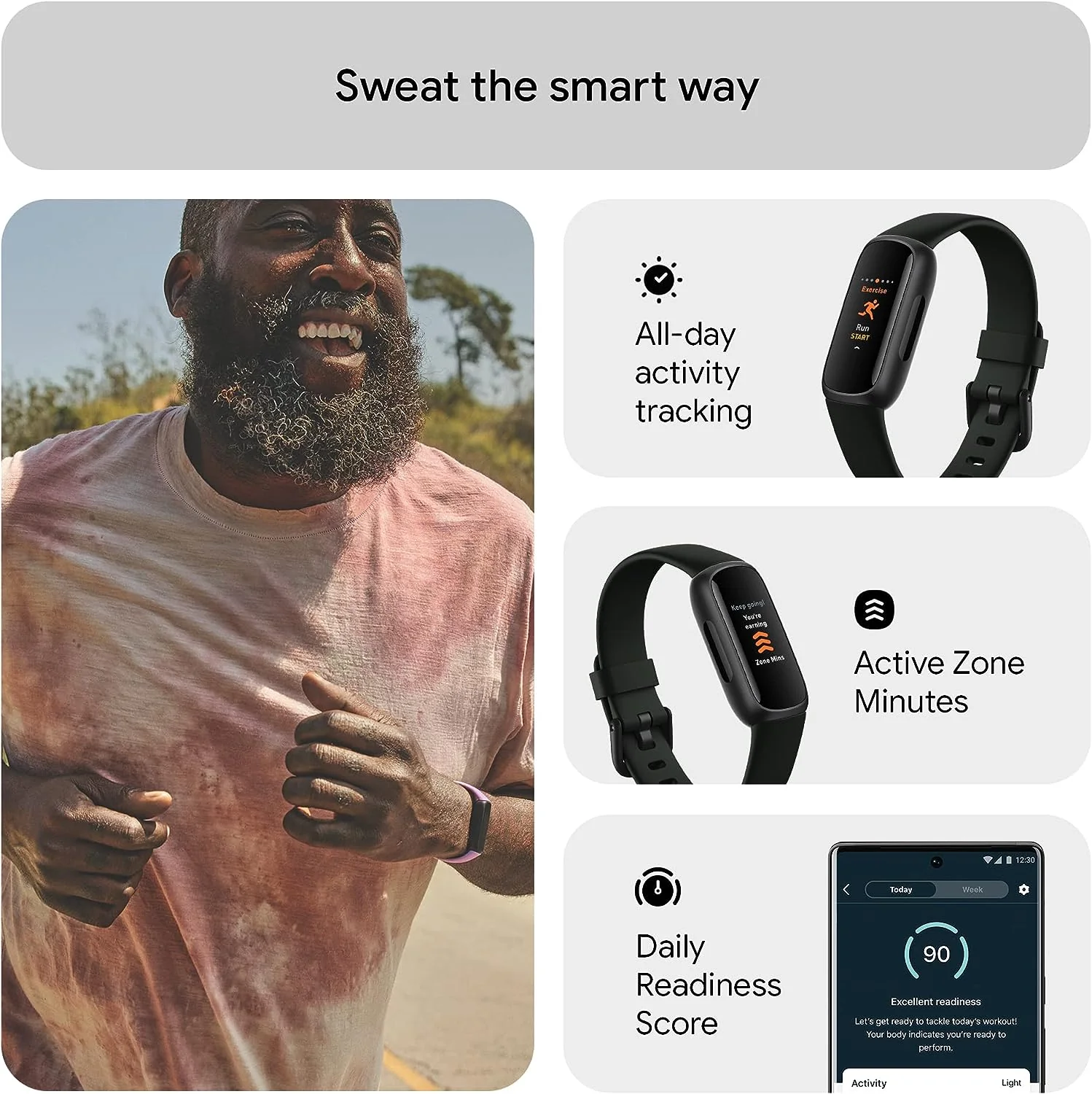 Fitness and Wellness-Tracker with Stress Management, Sleep-Tracking and 24/7 Heart Rate, One Size S L Bands Included, Lunar White/Soft Gold Stainless Steel, 1 Count